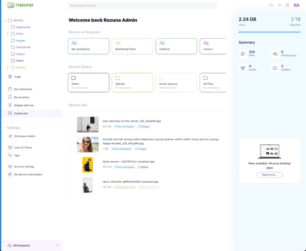 New dashboard for your Razuna account