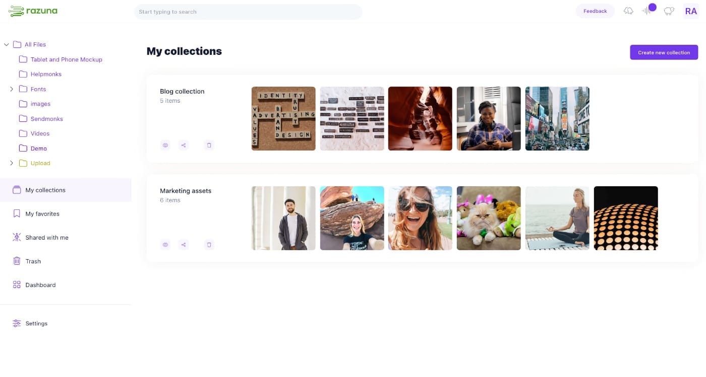 New in Razuna: Collections & sharing of individual files