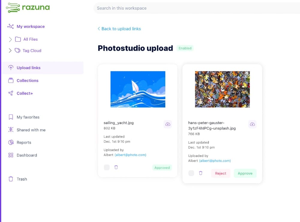 New in Razuna: Upload links