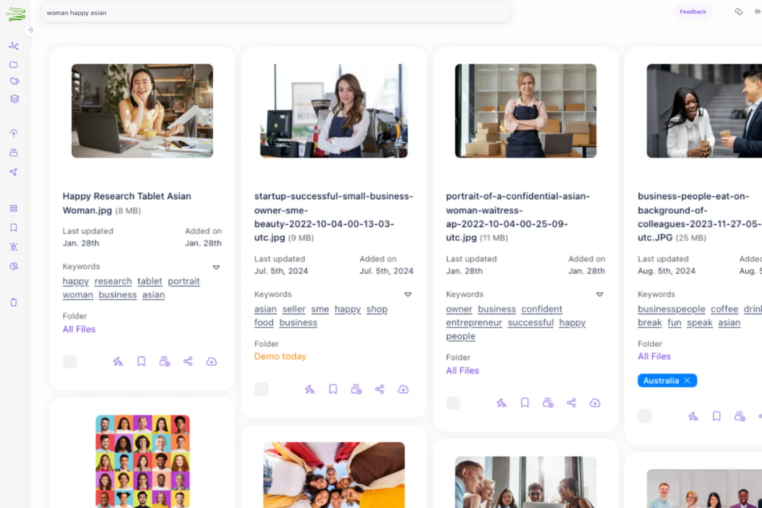Razuna AI semantic search results for digital assets