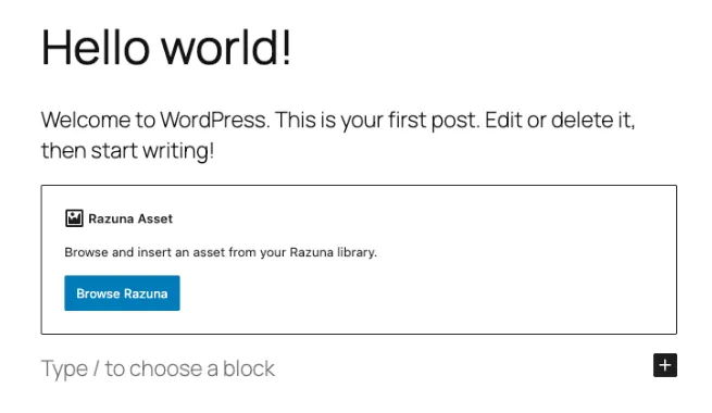 Razuna WordPress DAM plugin for inserting approved assets into WordPress