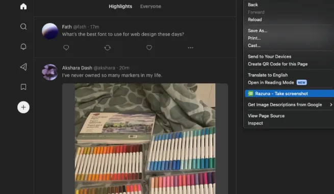 Razuna - take screenshots and save them to your digital library