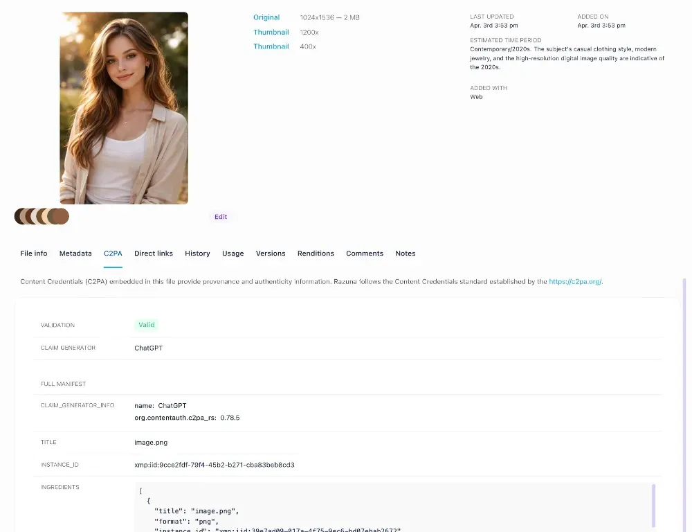 New: C2PA to detect AI-generated content
