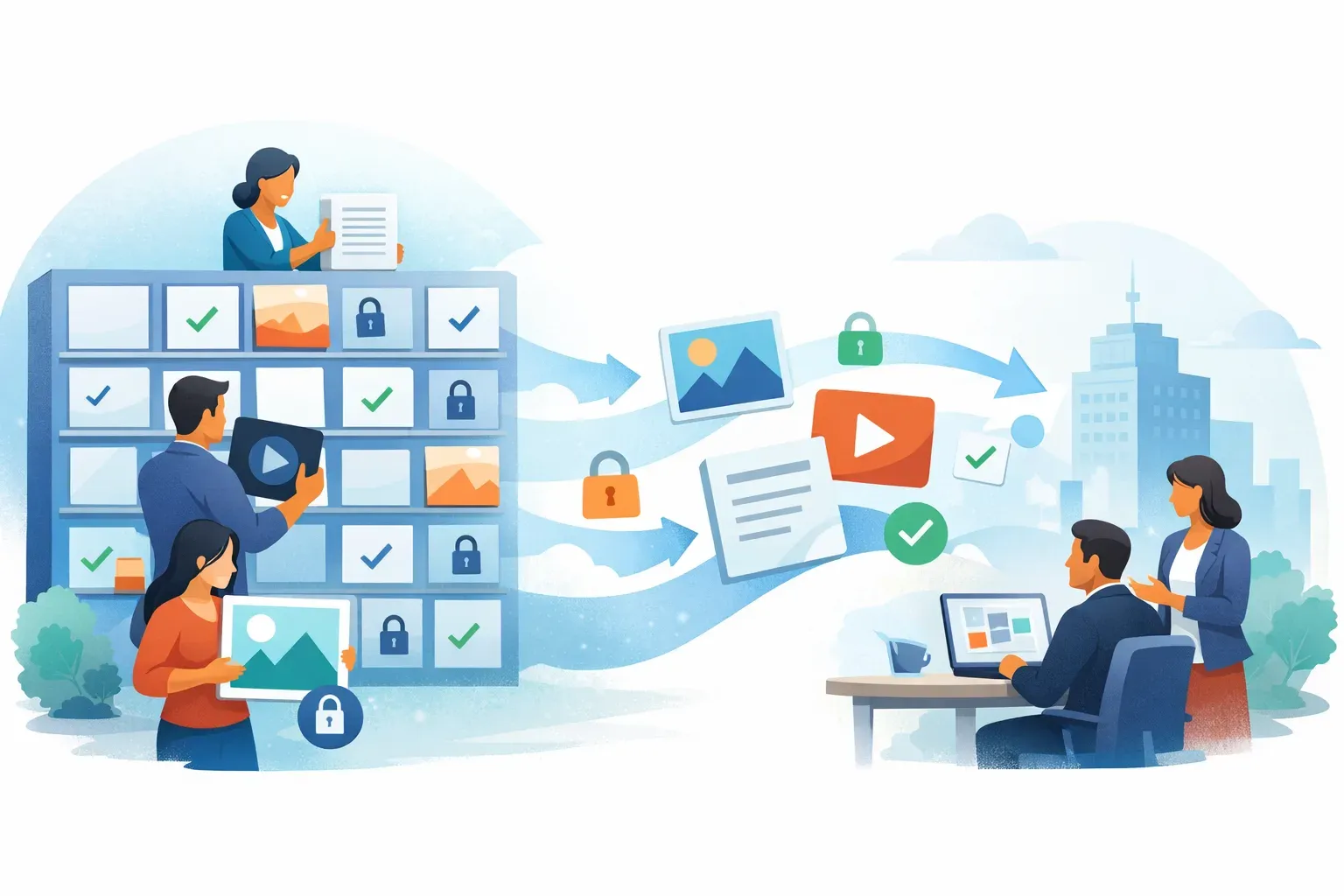 Conceptual illustration for Secure File Sharing Platforms: Compare Tools by Workflow
