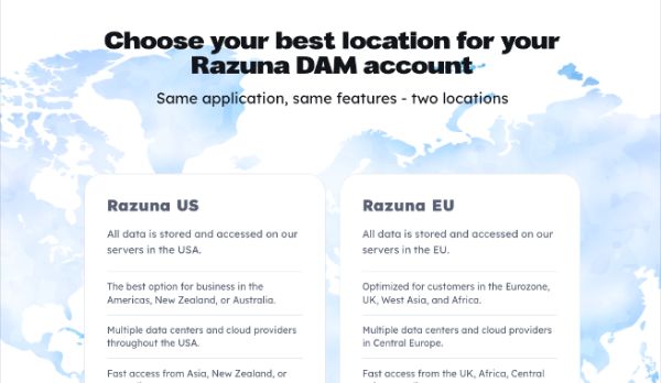 Razuna - data center locations for your digital assets