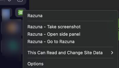 Razuna - Browser Extension toolbar