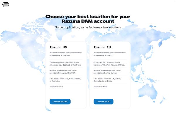 Razuna - digital asset management hosted in the US or the EU data center